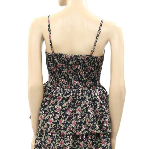 Twist & Tango Floral Printed Mini Dress Tiered Smocked Hawaiian S-36 NWT - Picture 4 of 5